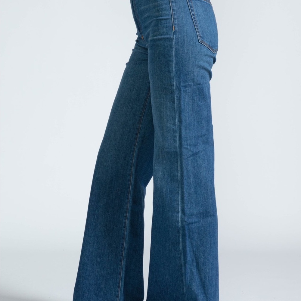 ASKK NY Blue Flare Wide Leg Jeans High-Rise - Picture 3 of 10